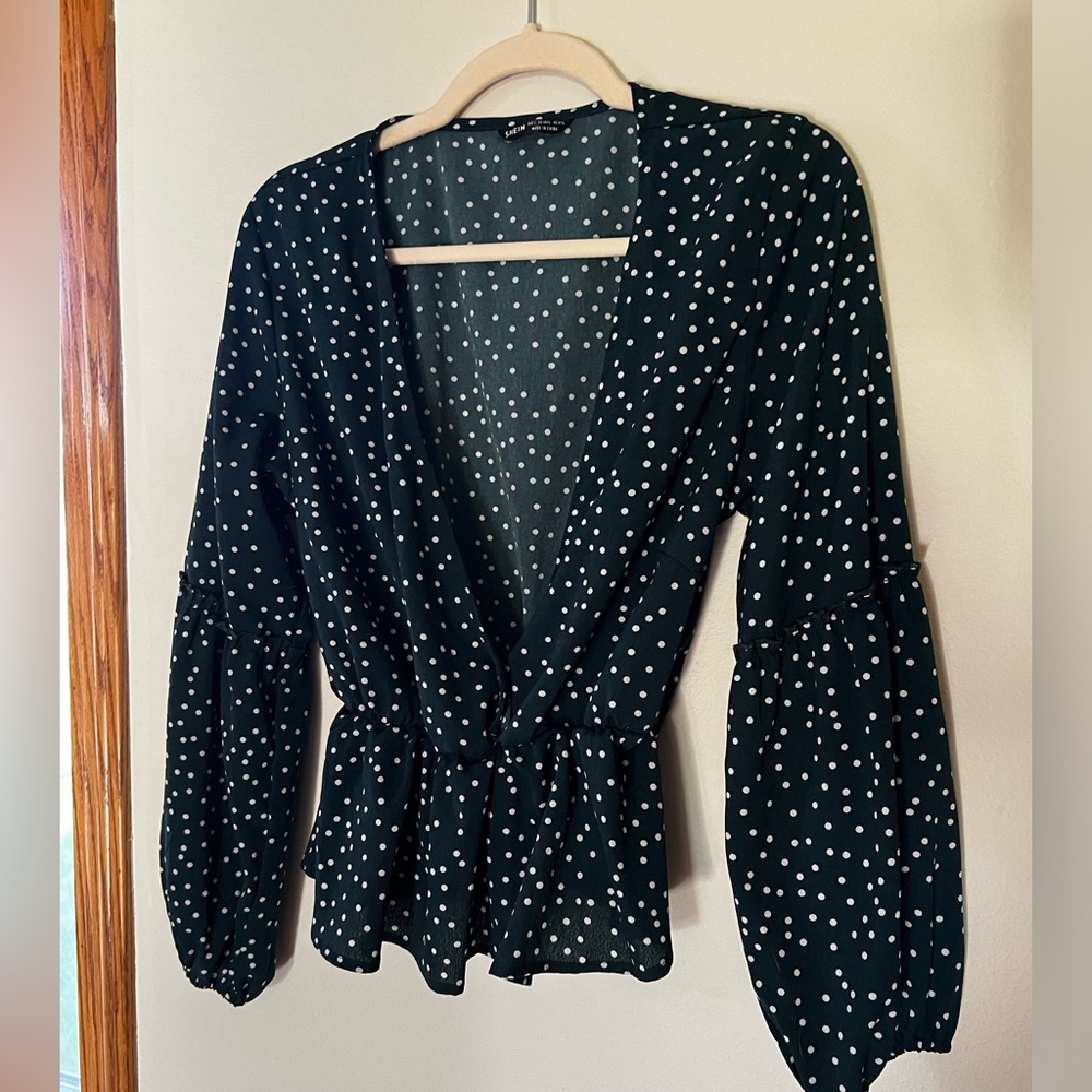 SHEIN V Neck Crop top with bell sleeves.
